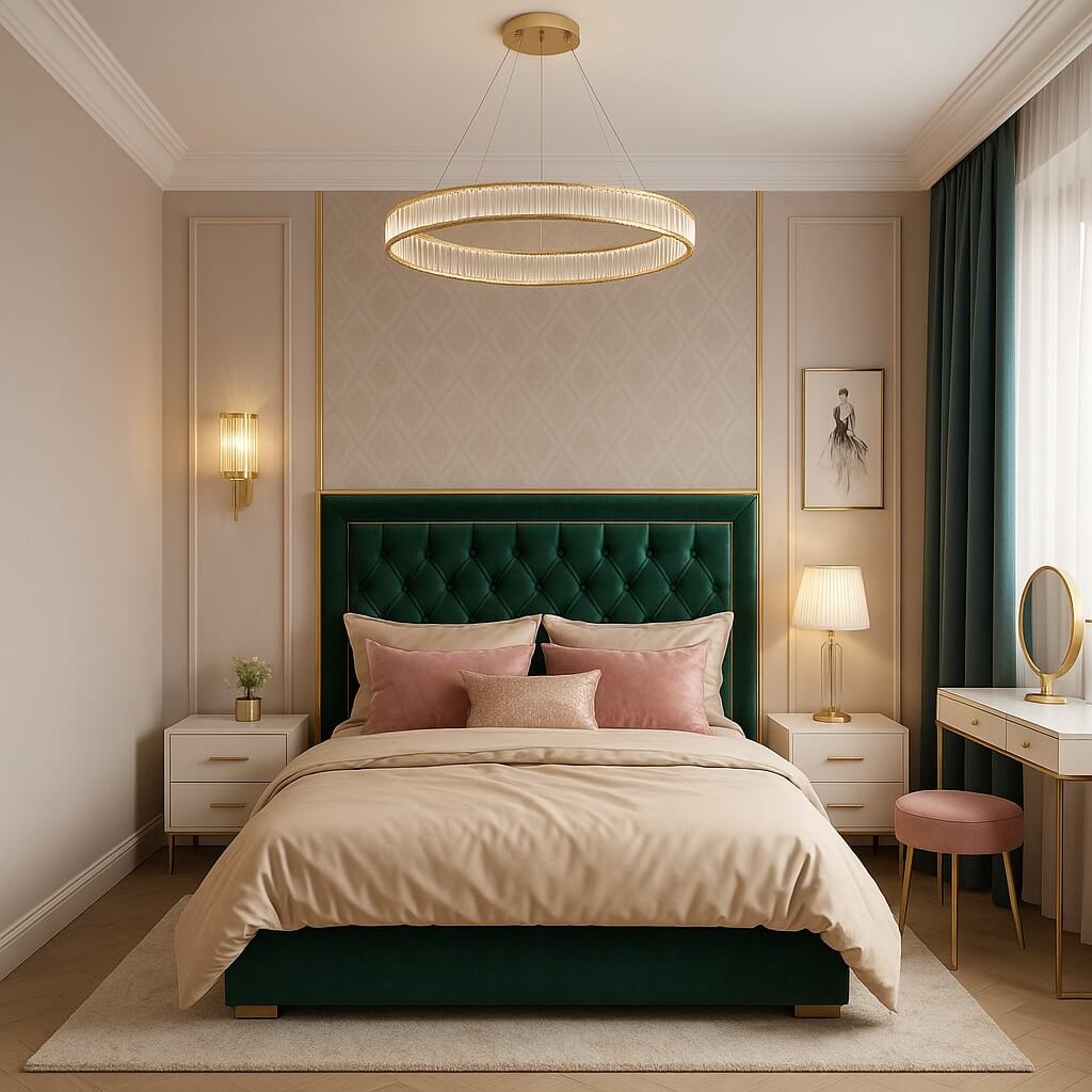 lampa ring led wisząca w sypialni
